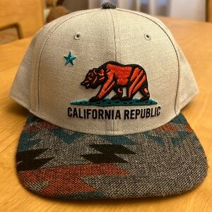 California Republic Flat Brim Hat - Orange, gray and Teal